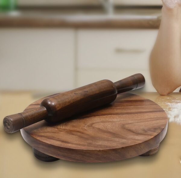 Handcrafted wooden chakla belan set by Karigar Creations, perfect for making chapatis and rotis