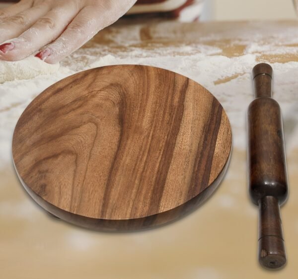 Handcrafted wooden chakla belan set by Karigar Creations, perfect for making chapatis and rotis