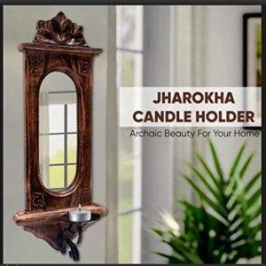 Wall Hanging Jharokha Mirror Reflection Candle Holder
