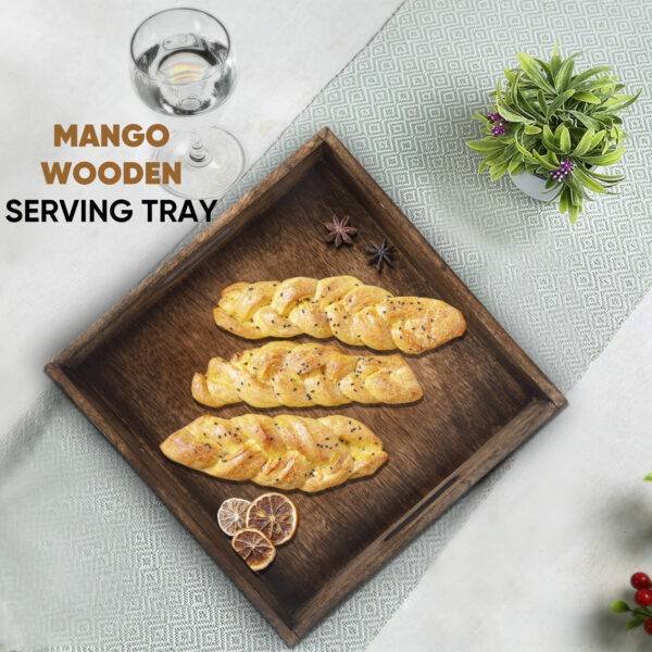 Square Serving Tray Handicraft Mango Wooden Serving Tray