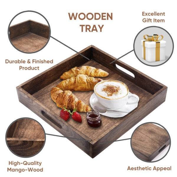 Square Serving Tray Handicraft Mango Wooden Serving Tray