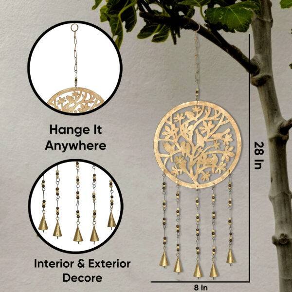 Metal Wind Chimes Bell Tree for Home Balcony Garden Positive Energy, Home Decor Hanging Long Brass Bells Gifts for Loved, Home, Office, Living Room, Decoration