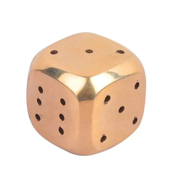 Brass Dices Paper Weight and Agarbati Stand Dice Show Piece Golden Colour