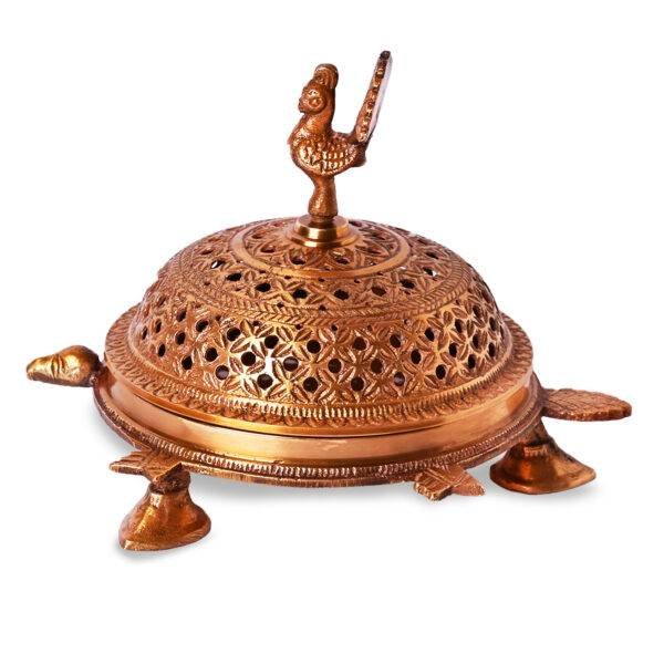 Brass Tortoise Peacock Incense Burner Loban Dani Holder