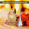 Decorative Crystal Brass Akhand Jyot Deep Deepak Diya with Star Cutted Cap for puja and Decoration at Homes and Temples with Crystal Cover Set 7x3x7 Inch Golden Color