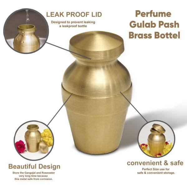 Leak Proof Brass Gangajal Bottle for Pooja, 10 milliliter