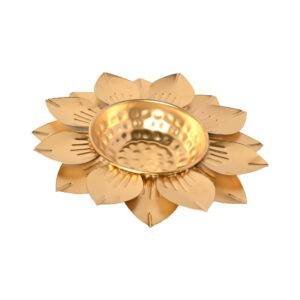 Round Flower Border Urli Metal Bowl- TeaLight Candle Holder