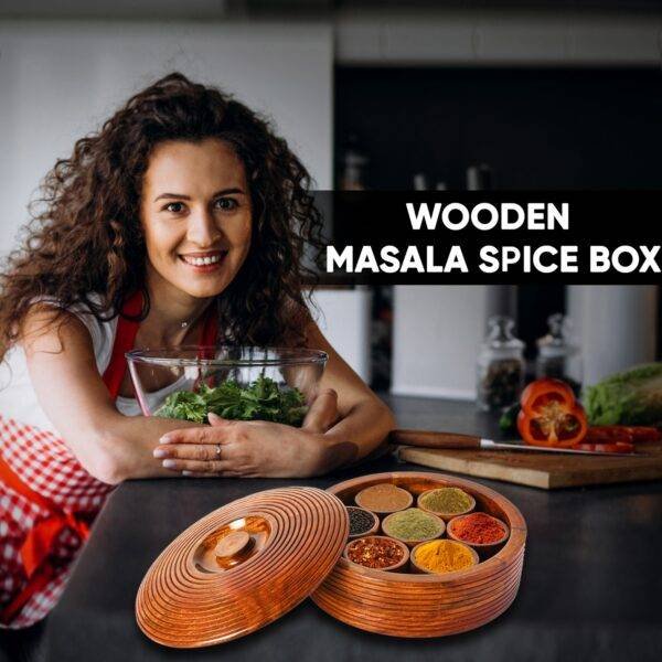 Sheesham Wooden Table Top Masala Box for Kitchen Masala Dani