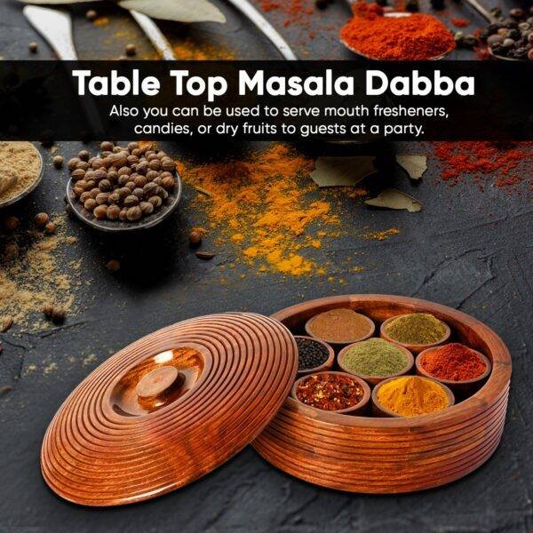 Sheesham Wooden Table Top Masala Box for Kitchen Masala Dani