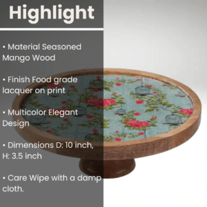 Rustic Charm Wooden Cake Stand & Pizza Platter - Premium wooden serveware with a multicolor finish, perfect for weddings, parties, and gatherings.